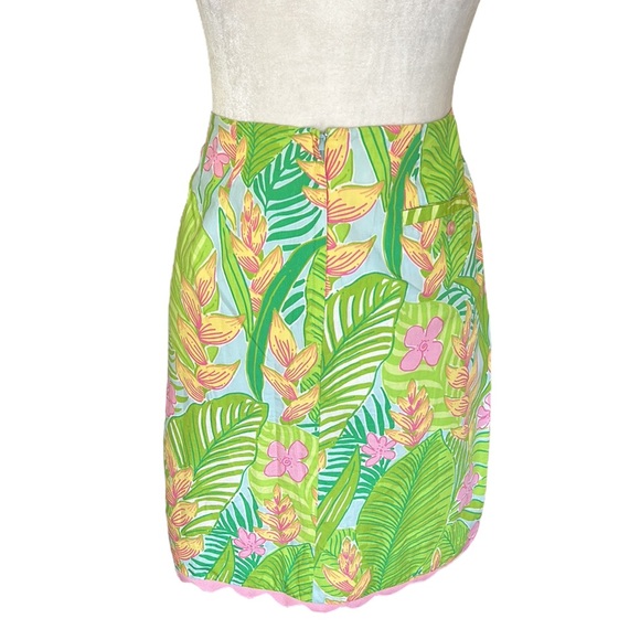 Lilly Pulitzer Vintage Cynthia Botanical Garden Pink Green Scallop Mini Skirt  8 - Picture 5 of 11